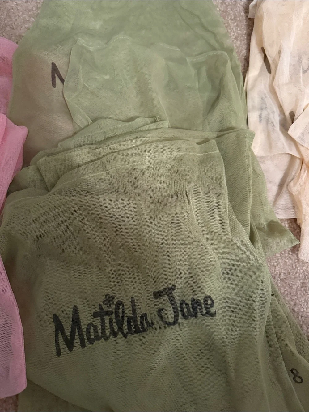 Matilda Jane Pink, Green & Yellow Mesh Bags 15 total